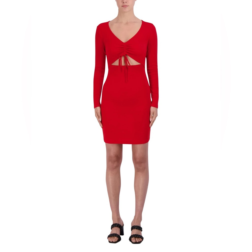 BCBG Paris Rib Knit Mini Dress Red